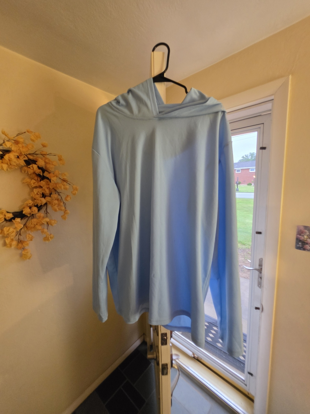 Men's Blue Pullover Hoodie 2XL Knit Long Sleeve Solid Hooded